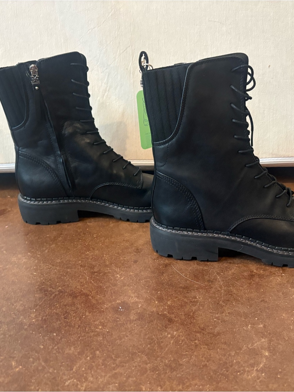 Sam Edelman Black Lace-Up Lug Sole Ankle Boots